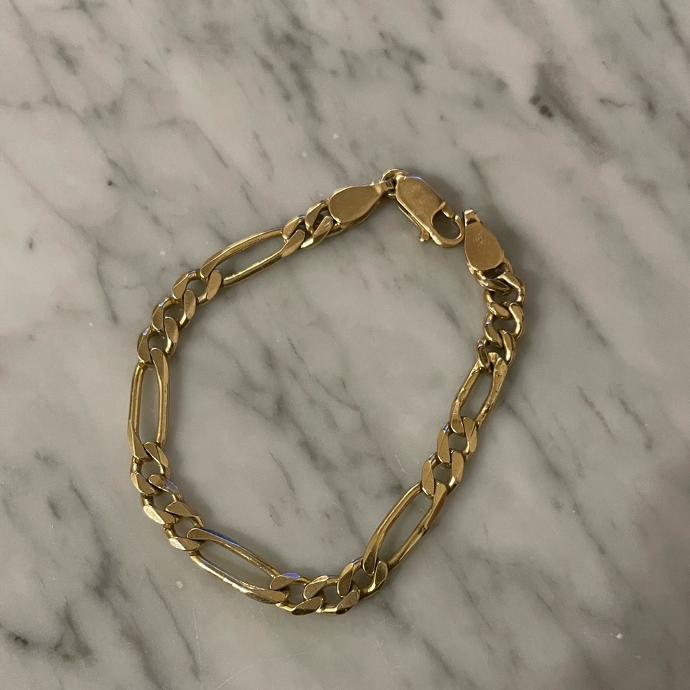 14K Solid Figaro link bracelet